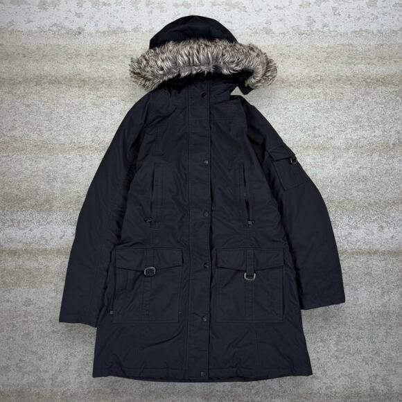 The North Face Puffer Ski Parka Jacket Jet Black Nylon Full Zip Insulated